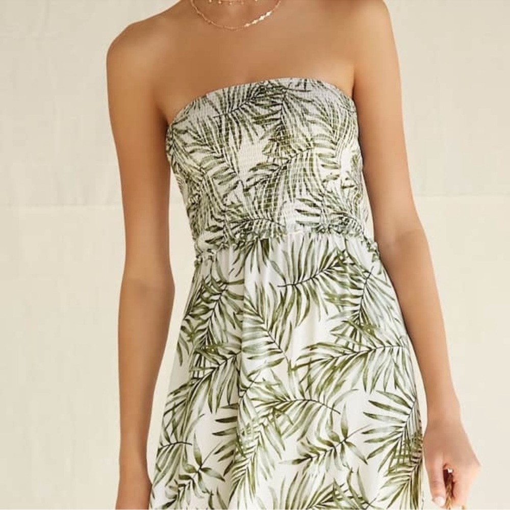 Forever 21 Tropical Palm Print Strapless Maxi Dress Medium - Picture 4 of 10